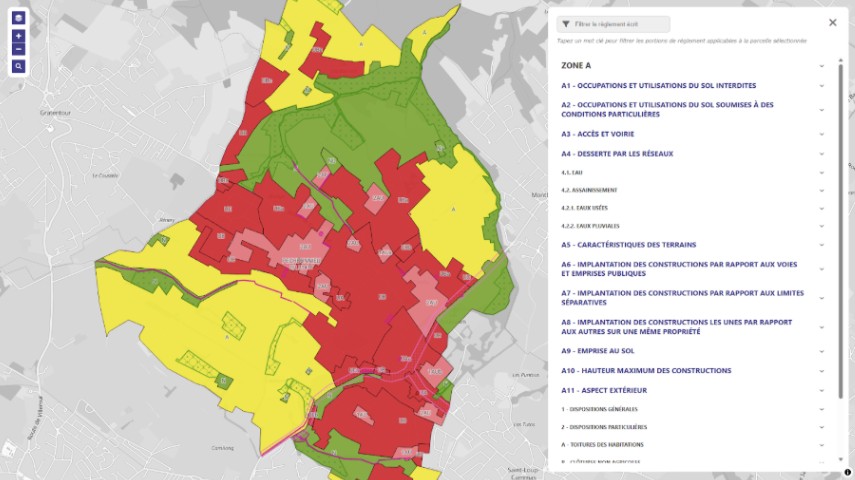 Descriptif du PLU selon la règlementation de la parcelle avec le SRU